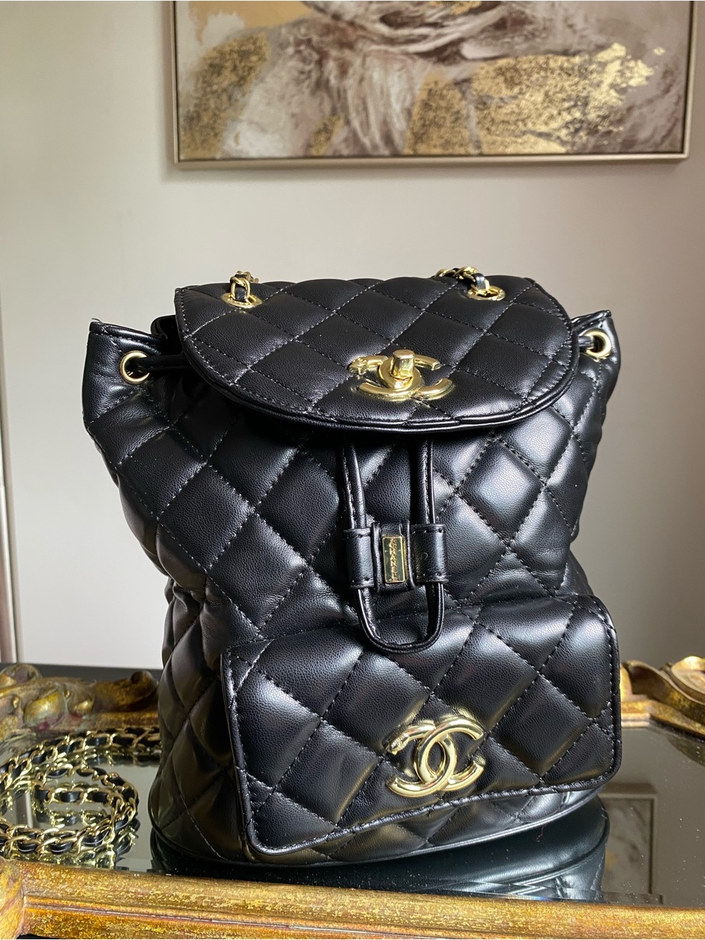 QUILTED CHAIN BACKPACK - Picture 2 of 15